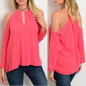 Coral Keyhole Top